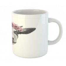 Cow with Roses Wreath Mug