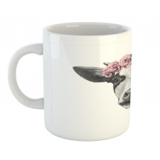 Cow with Roses Wreath Mug