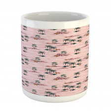 Palm Tree Rocky Beach Waves Mug