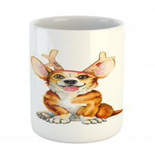 Corgi Dog with Deer Antlers Mug