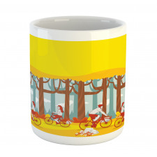 Riding Bicycles in Woodland Mug