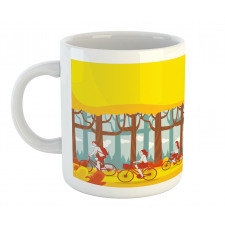 Riding Bicycles in Woodland Mug