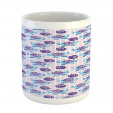 Abstract Roses on Stripes Mug