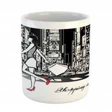 Lady Passing Crowded City Mug