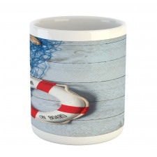 Fishing Net Wood Seashell Mug