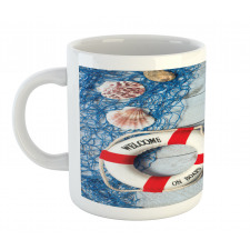 Fishing Net Wood Seashell Mug