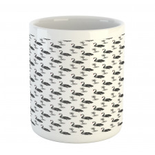 Black Aquatic Birds Lotus Mug