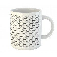 Black Aquatic Birds Lotus Mug