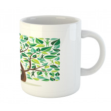 Squares Leaves Silhouette Mug