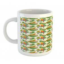 Vivid Floral Parrots Mug