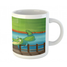 Cartoon Style River Scene Mug