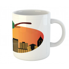 City Skyline in a Peach Mug