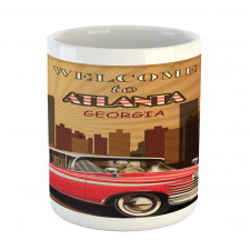 Retro Car and City Skyline Mug