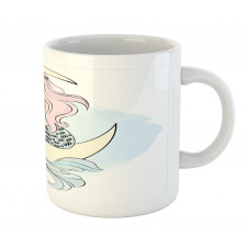 Mermaid Girl on Crescent Mug