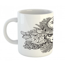 Girl Crescent Sketch Art Mug