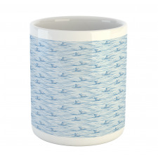 Sea Waves Sailboat Sketch Mug