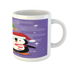 Elf and Penguin Merry Christmas Mug