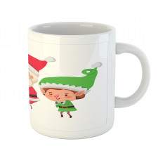 Young Girl and Boy Santa Claus Mug