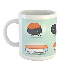 Funny Happy Sushi Characters Mug