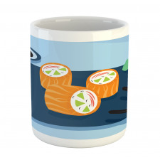 Colorful Doodle Sushi Plate Mug