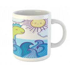 Swimming Wheel Girl Waves Sun Mug