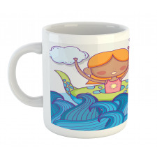 Swimming Wheel Girl Waves Sun Mug