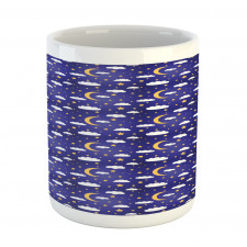 Moon Stars Dots and Clouds Art Mug