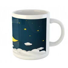 Half Moon Clouds and Stars Mug