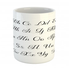 Monochrome Cursive ABC Mug