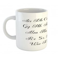 Monochrome Cursive ABC Mug