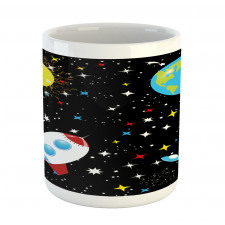 Stars Earth Moon Rocket Mug