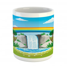 Waterfall and Rainbow Cartoon Mug