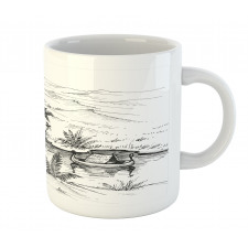 Pencil Drawn River Scenery Mug