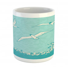 Seagulls Flying over Waves Mug