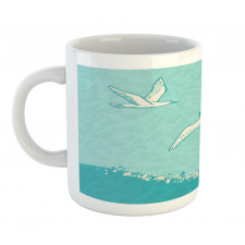 Seagulls Flying over Waves Mug