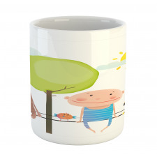 Bear Fox Child Sit on a Wire Mug