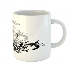 Monochrome Abstract Leaves Mug