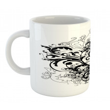 Monochrome Abstract Leaves Mug