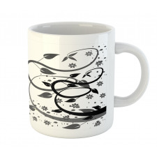 Grey Tones Abstract Leaves Mug