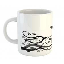 Grey Tones Abstract Leaves Mug