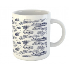 Monotone Vineyard Theme Art Mug