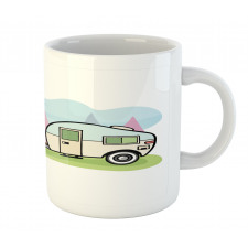 Cartoon Style Camping Scene Mug