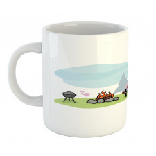 Cartoon Style Camping Scene Mug