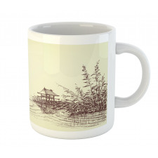 Pencil Drawn Lake and Boat Mug