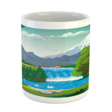 Cartoon Style Lake Waterfall Mug