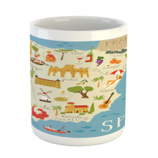 Spain Mapping Calligraphy Mug