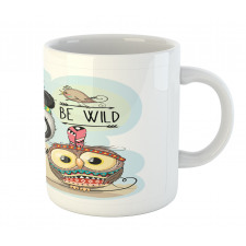 Panda Owl Bird in Feathers Mug