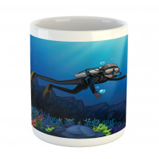 Scuba Diver Exploring Art Mug