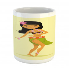 Hawaiian Dancer Girl Cartoon Mug