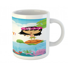 Hula Girl on a Turtle Mug